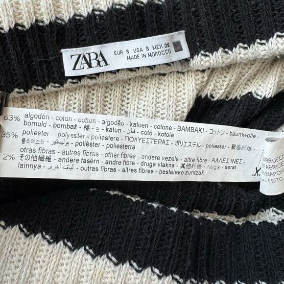 Zara Striped Knit Midi Skirt Black & White Women's Size Small - Picture 4 of 6